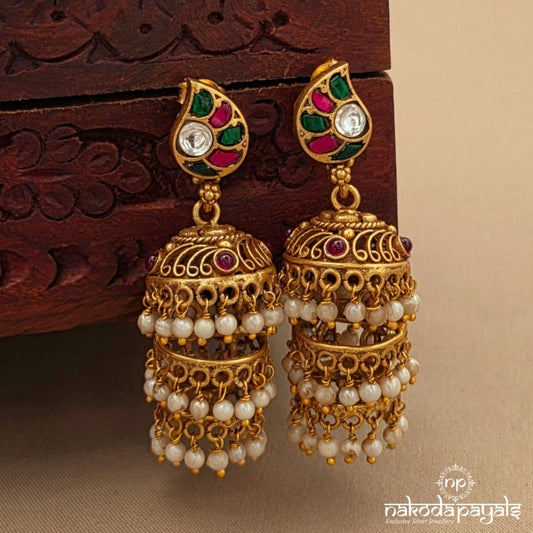 Kemp Pearly Mango Jhumka (Ge10647)