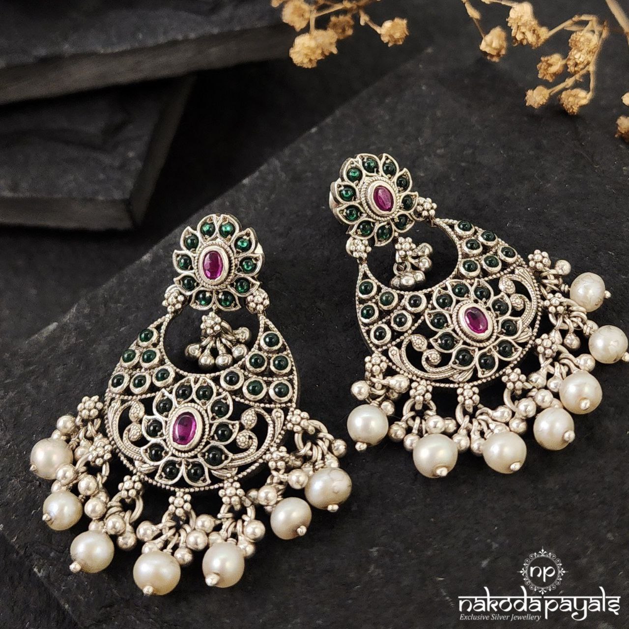 Kemp Pearled Drop Chandbali (C3253)