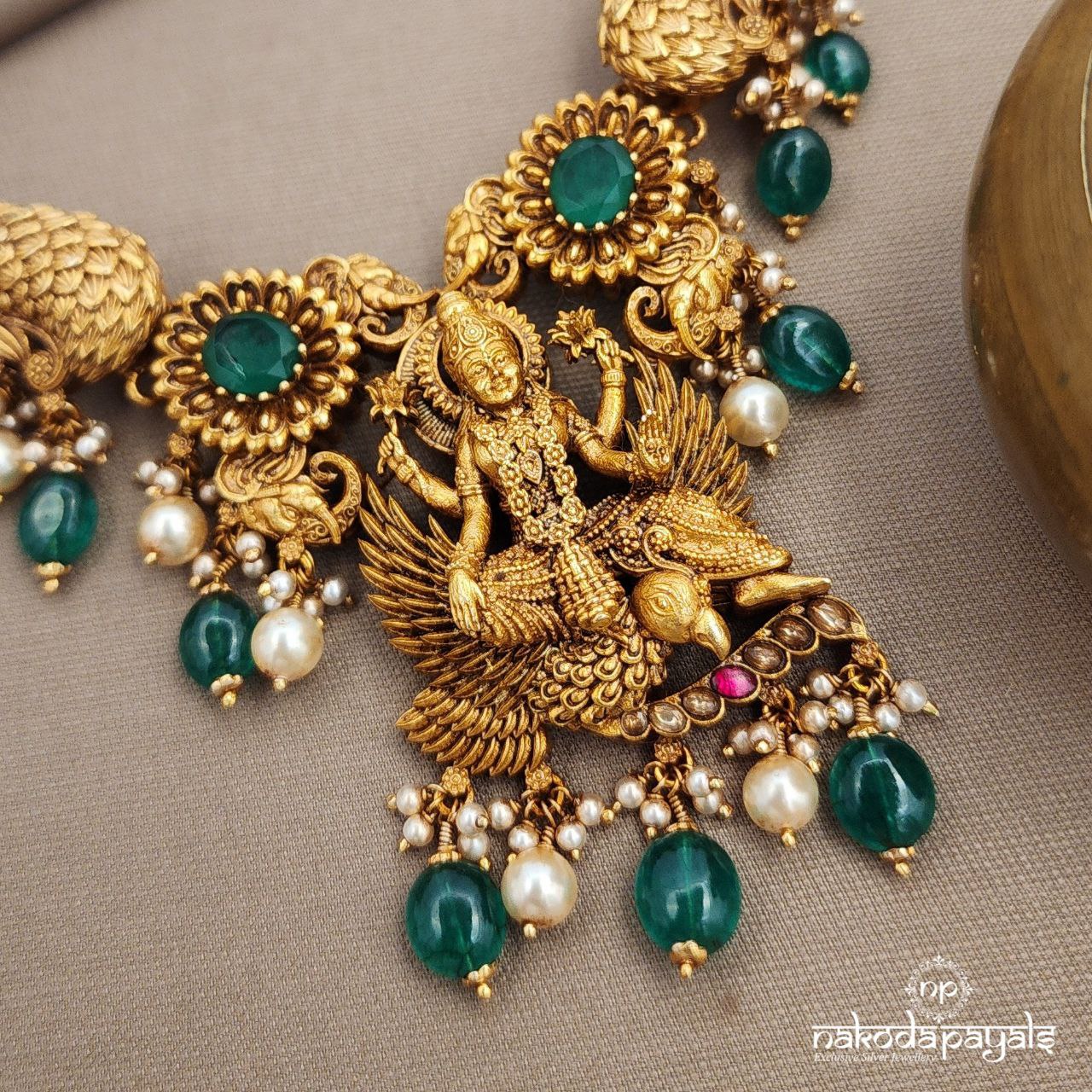 Lakshmi Peacock Neckpiece With Earrings (Gn9617)