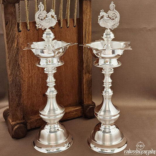 " 10 Inch " White Peocock Deepam Pair (Aa2310)