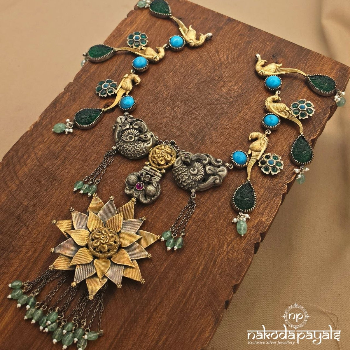 Turquoise Peacock Neckpiece (N12213)