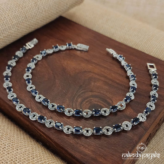 Elegant Blue Marcasite Anklets (A6012)