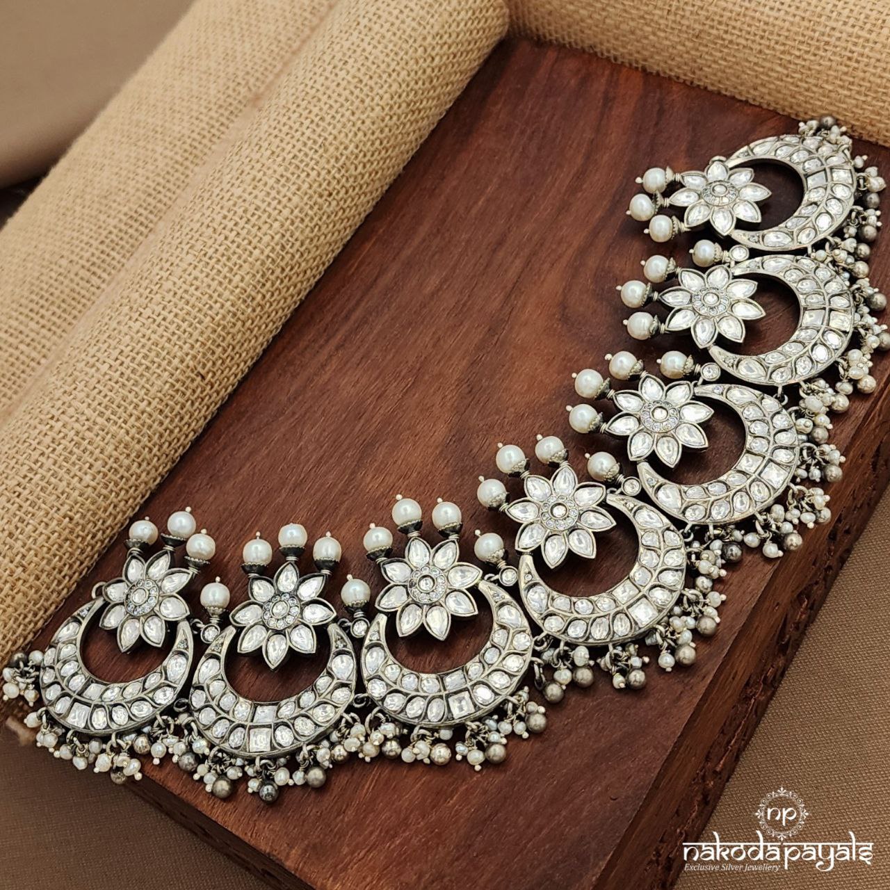 Half Moon Pearled Drop Neckpiece (N11165)