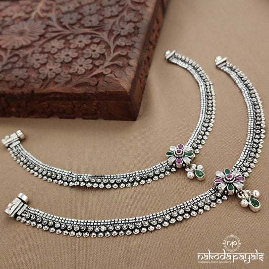 Oxidised Multicolor Anklets (A6802)