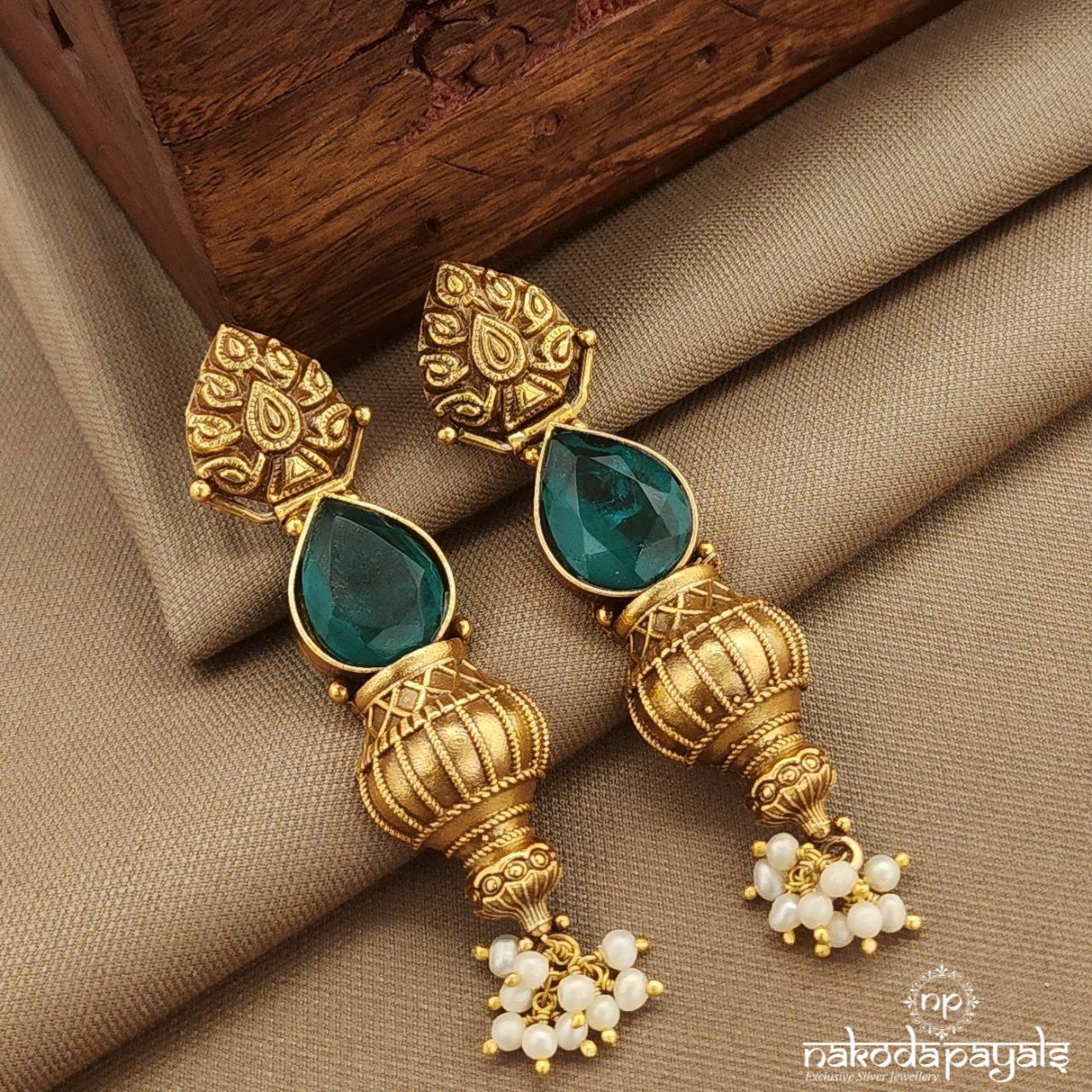 Green Drop  Jhumka (Ge10254)