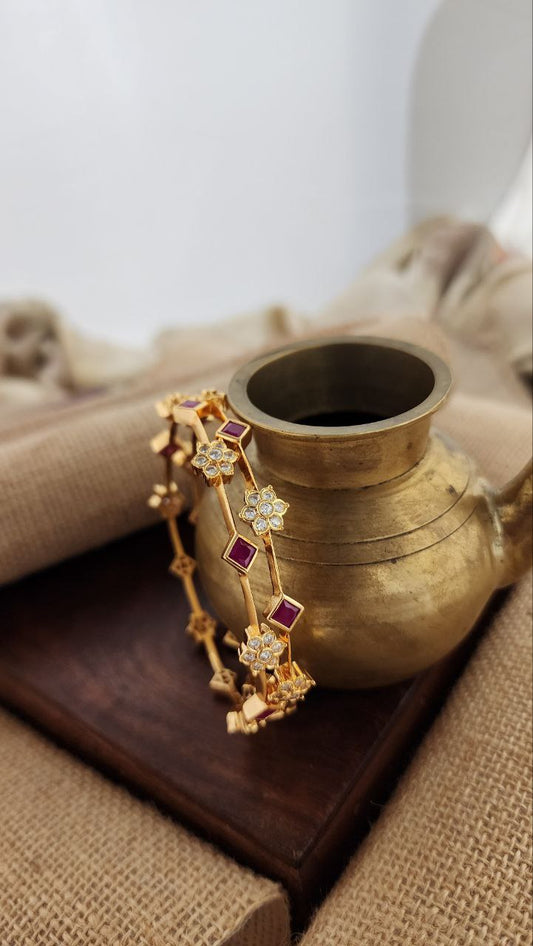 Pink Squaris Bangles Pair (Gk2938)