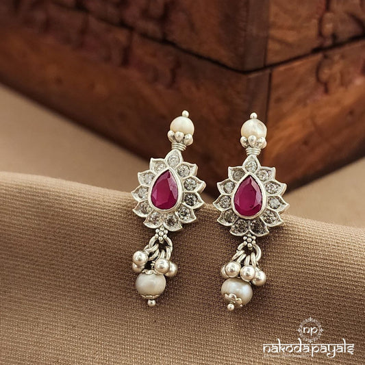 Pearled Drop Pink Studs (S3753)