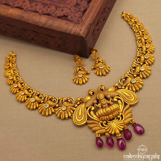 Traditional Peacock Neckpiece With Earrings (Gn10294)