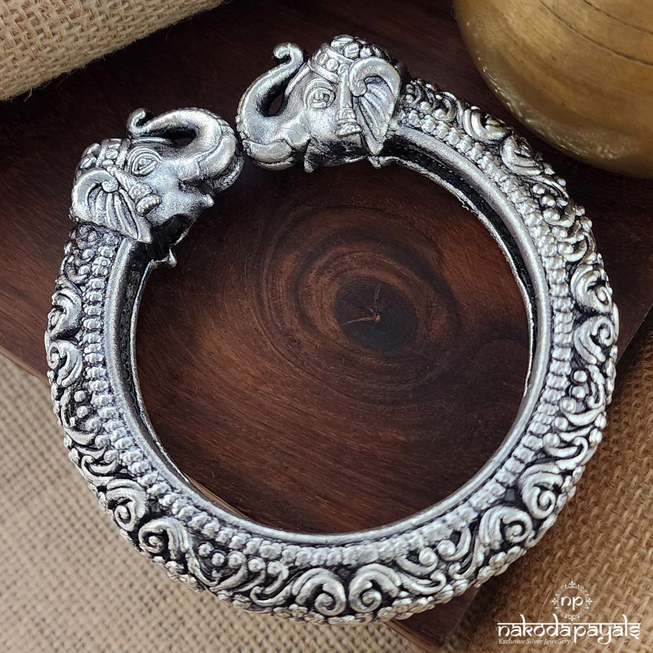 Elephant Broad Oxidised Kada (K5109)