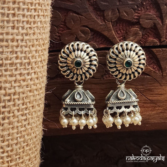 Circular Green Dot Jhumka (J1478)