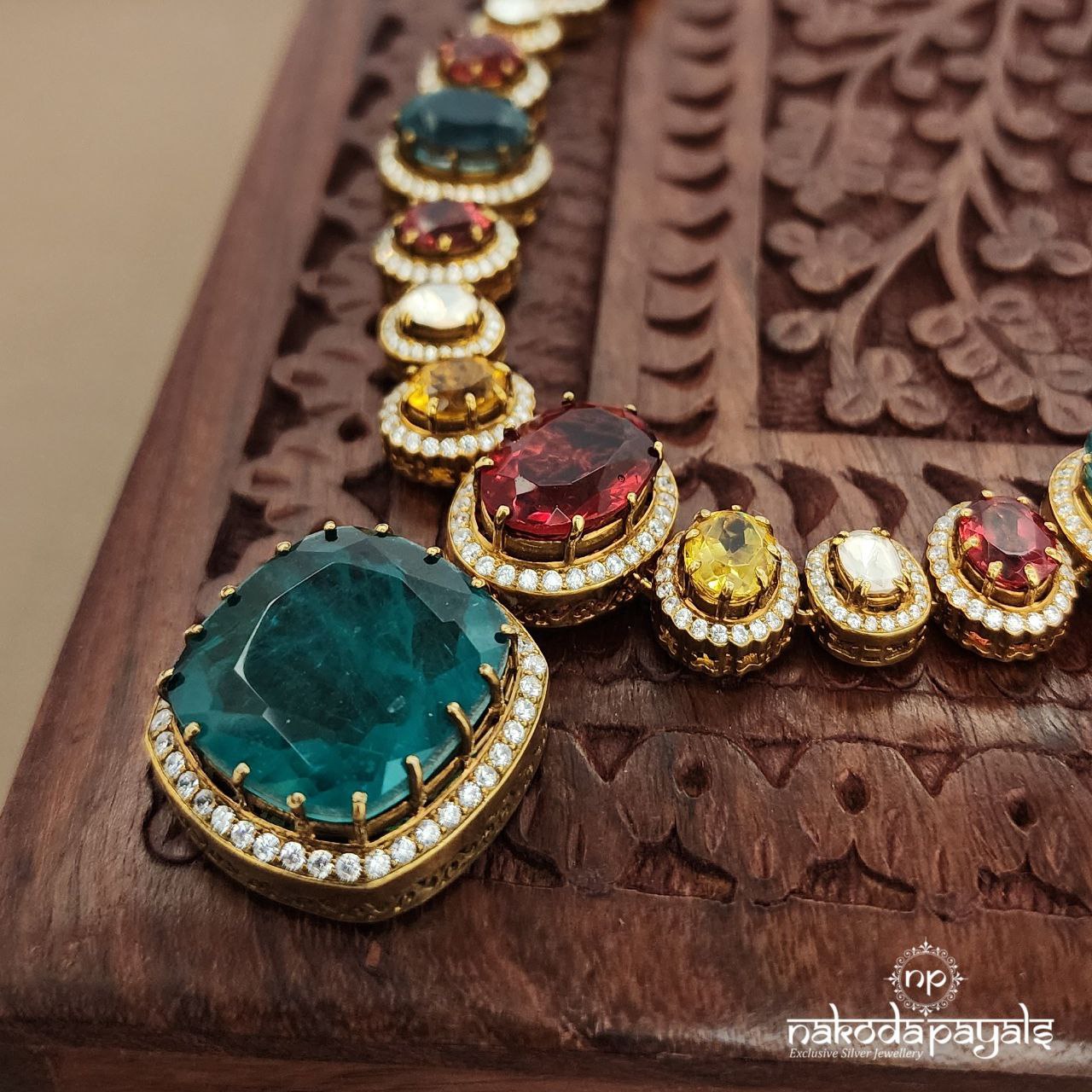 Glorious Colorful Moissanite Neckpiece (Gn9176)