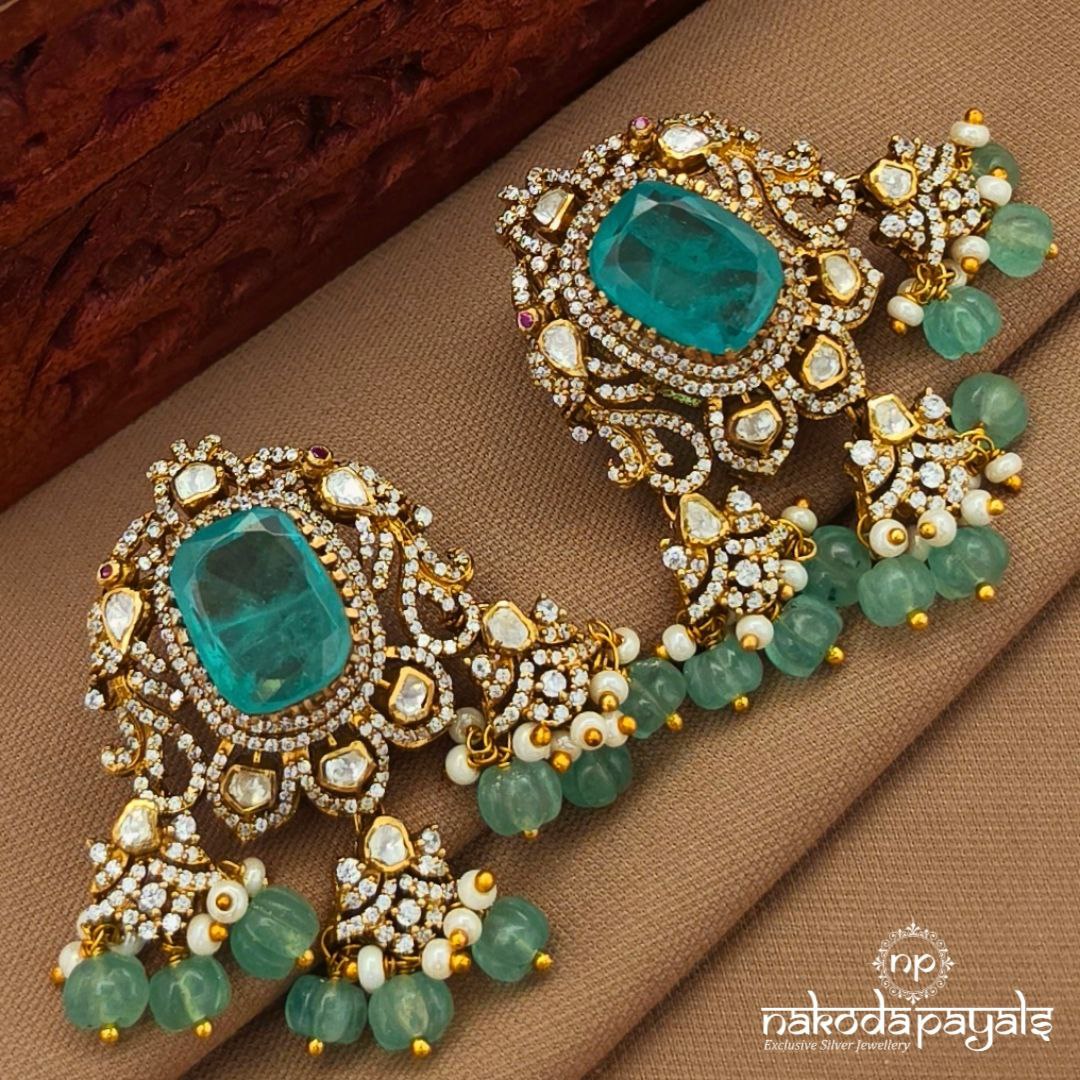 Moissanite Emerald Green Earrings (Ge10494)