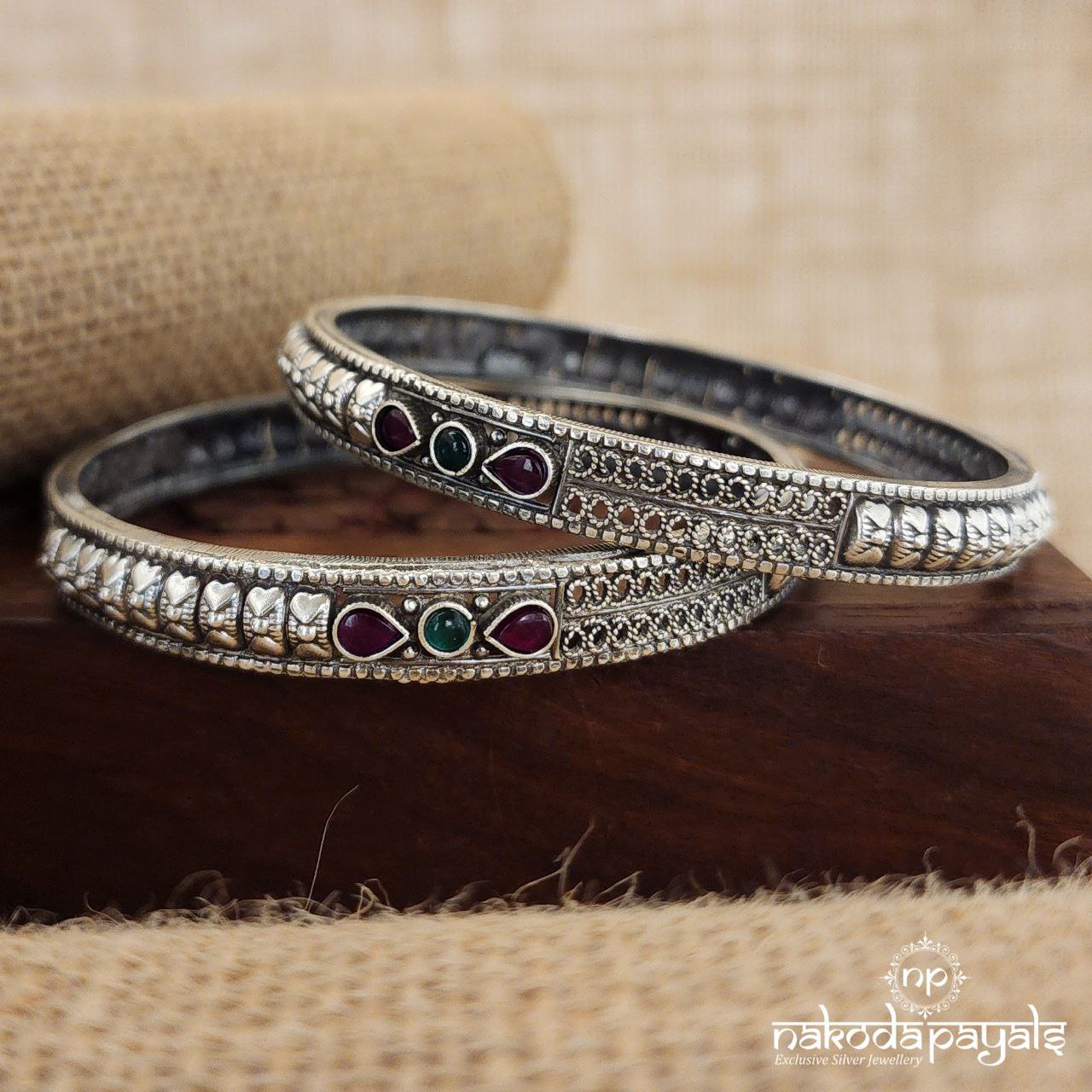 Pink Leaf Bangle Pair (K5029)