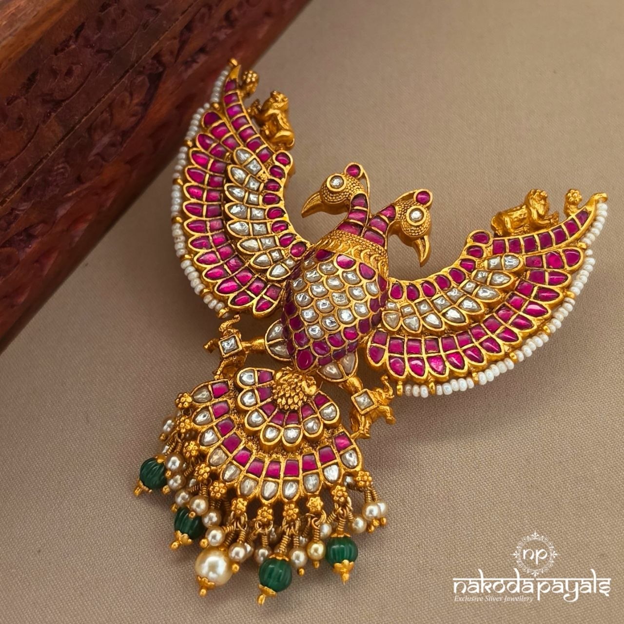 Pink Pearly Gandaberunda Pendant (Gp2535)