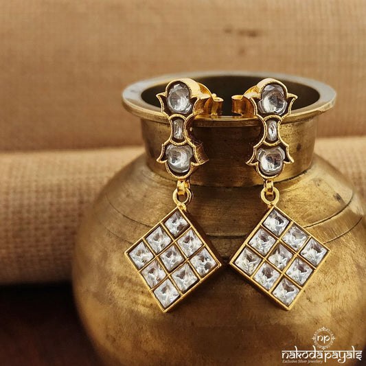 White Kundan Earrings (Ge9080)