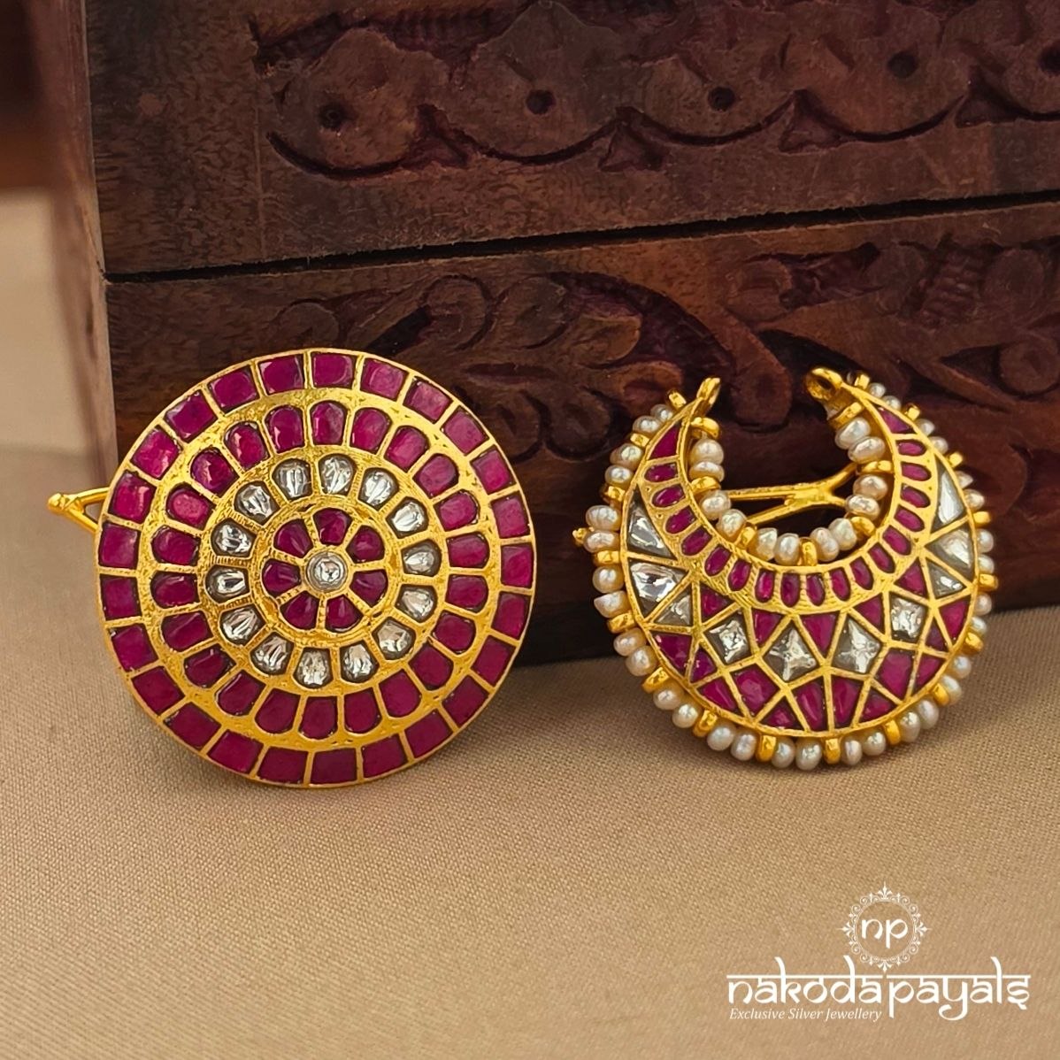 Pink  Kundan Pearl Surya Chandra (Ha0190)