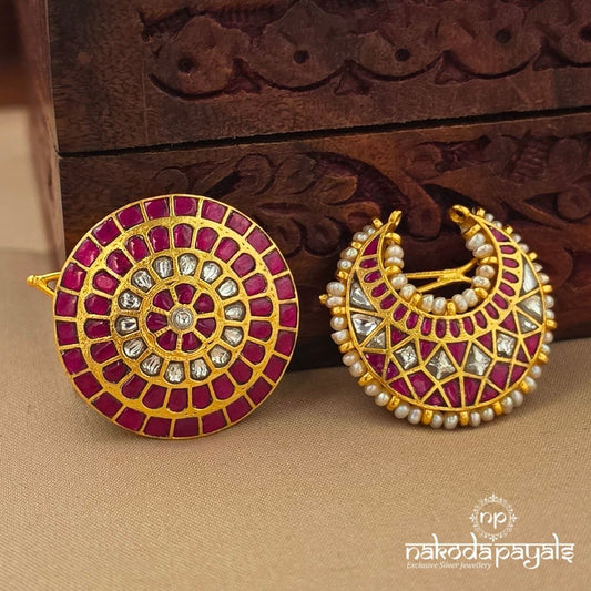 Pink  Kundan Pearl Surya Chandra (Ha0190)