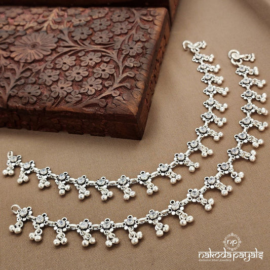 White Ball Drop  Anklets (A6807)