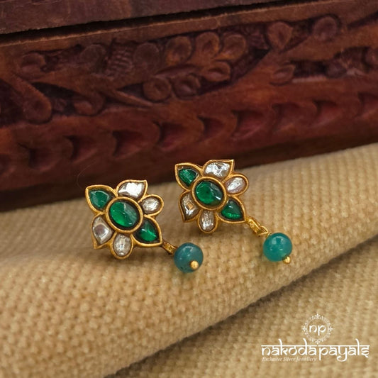 Kundan Green Drop Studs (Ge11084)