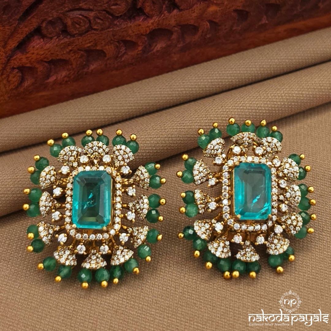 Rectangular Green Studs (Ge10469)