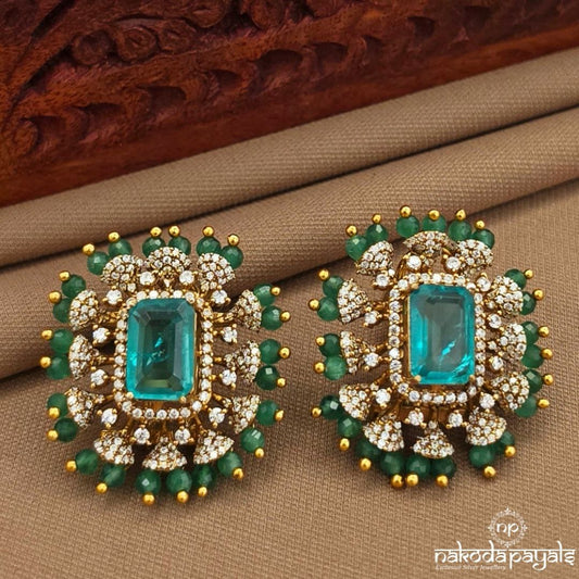 Rectangular Green Studs (Ge10469)