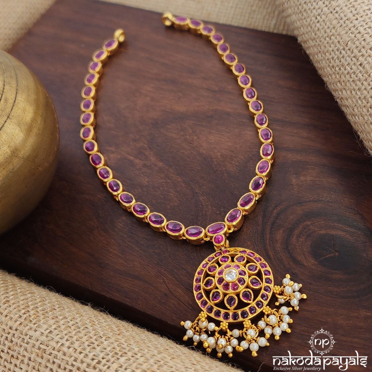 Pinkish Pearled Drop Neckpiece (Gn8901)