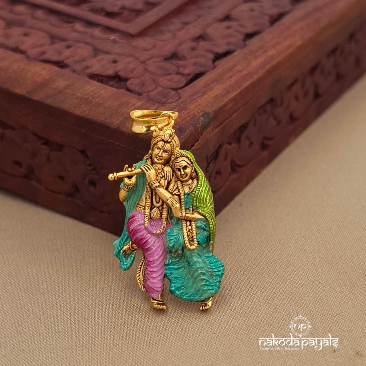 Enameled Radha Krishana Mini Orndant(Gp2298)