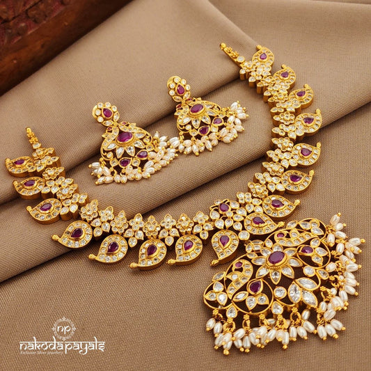 Pink Mango Neckpiece With Earrings (Gn9849)