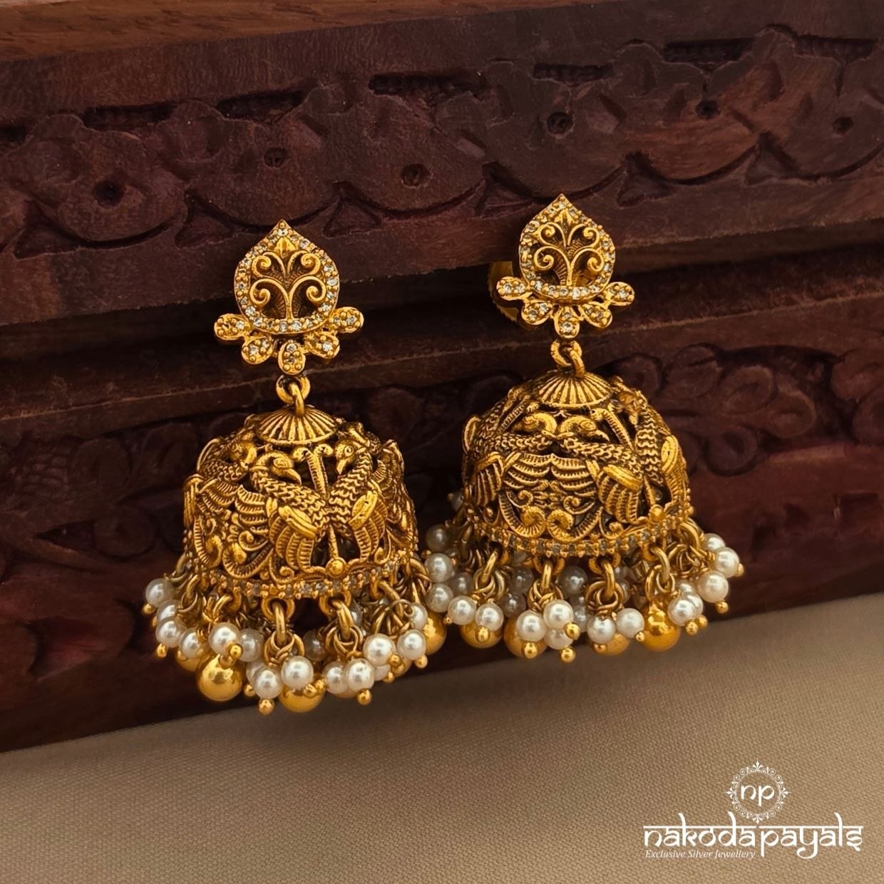 Traditional Peacock Neckpiece With Earrings (Gn10600)