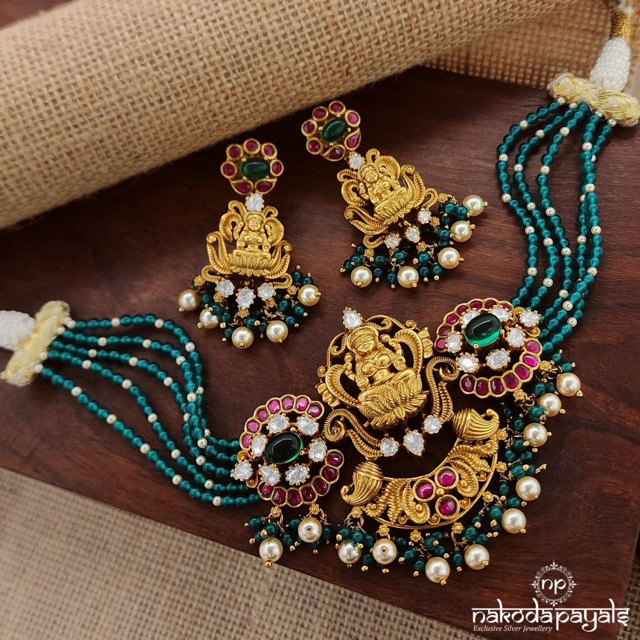 Lakshmi Moissanite Choker With Earrings (Gn8748)