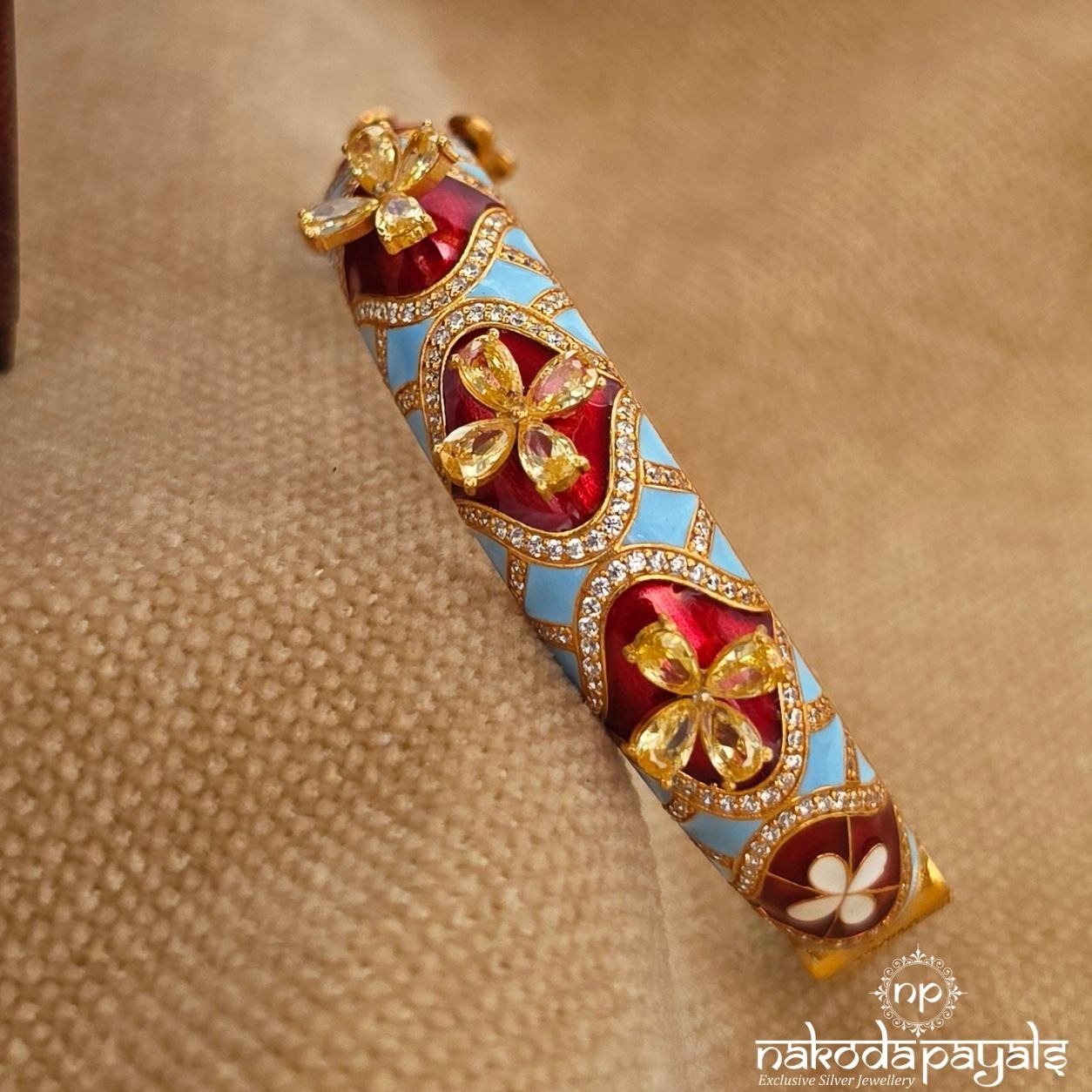 Exclusive Bluish Floral Openable Kada (Gk3372)