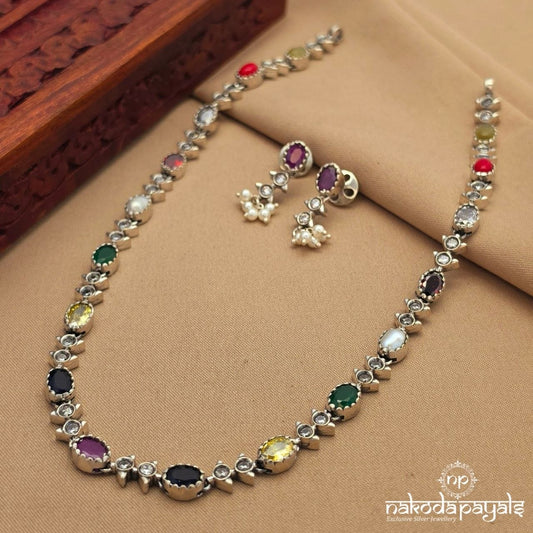 Navaratna Awsome Neckpiece With Earrings (N11821)