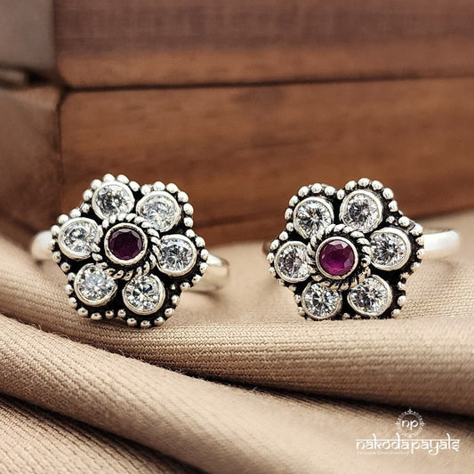 Red Floral Toerings (T4680)