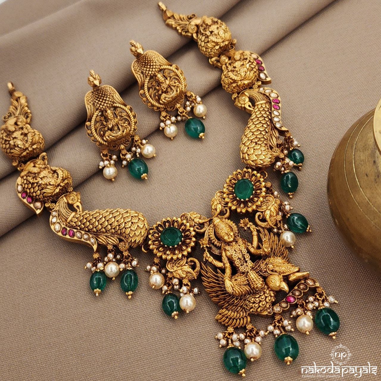 Lakshmi Peacock Neckpiece With Earrings (Gn9617)