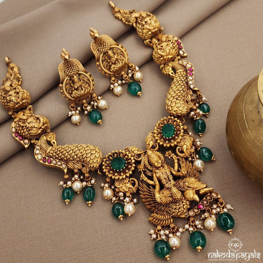 Lakshmi Peacock Neckpiece With Earrings (Gn9617)
