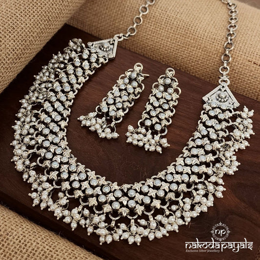 Pearled Ball Neckpiece With Earrings (N10974)