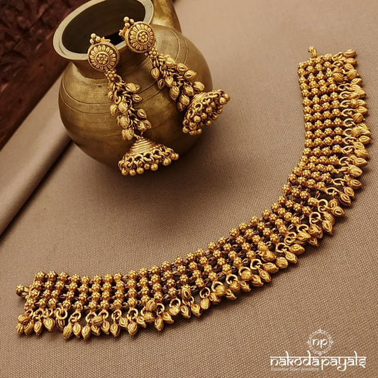 Ball Drops Linked Neckpiece With Earrings (Gn9787)