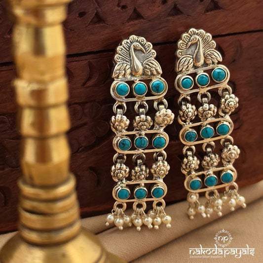 Peacock Pearl Torquoise Chandbali (C4092)