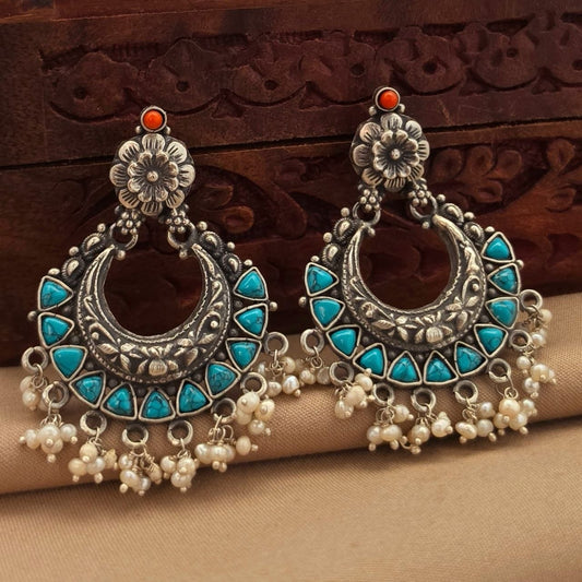 Floral Turquoise Chandbali (C4271)