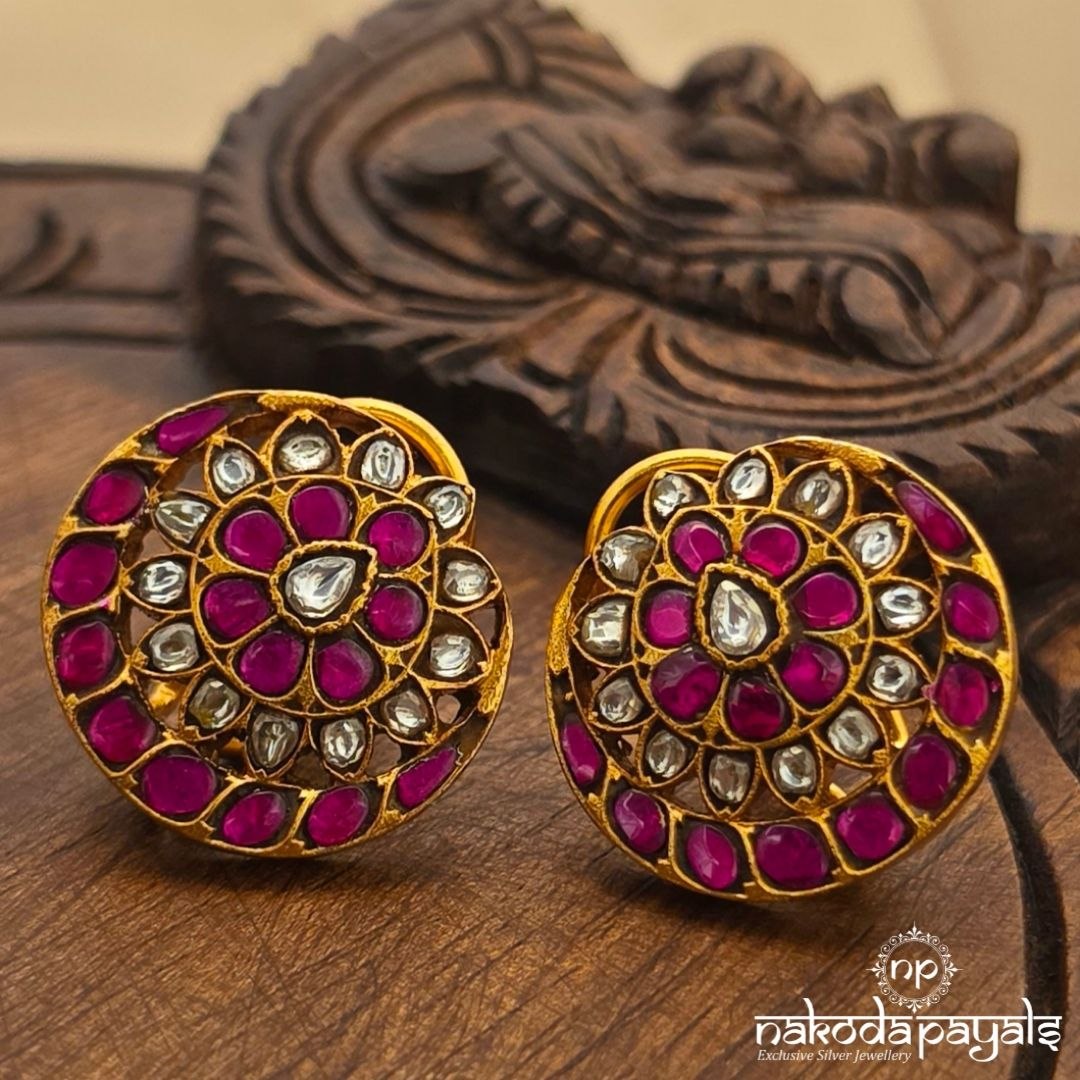 Half Moon Floral Studs (Ge11568)