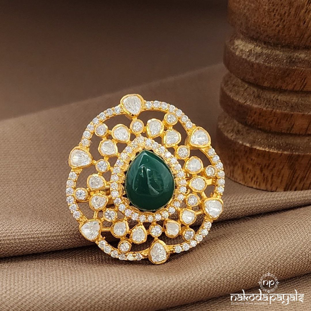Drop  Green Finger Ring (F2902)