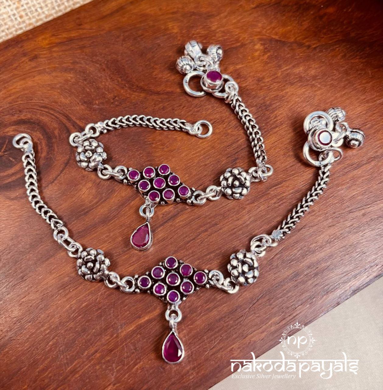 Pink Flower Baby Anklets (Ka9281)