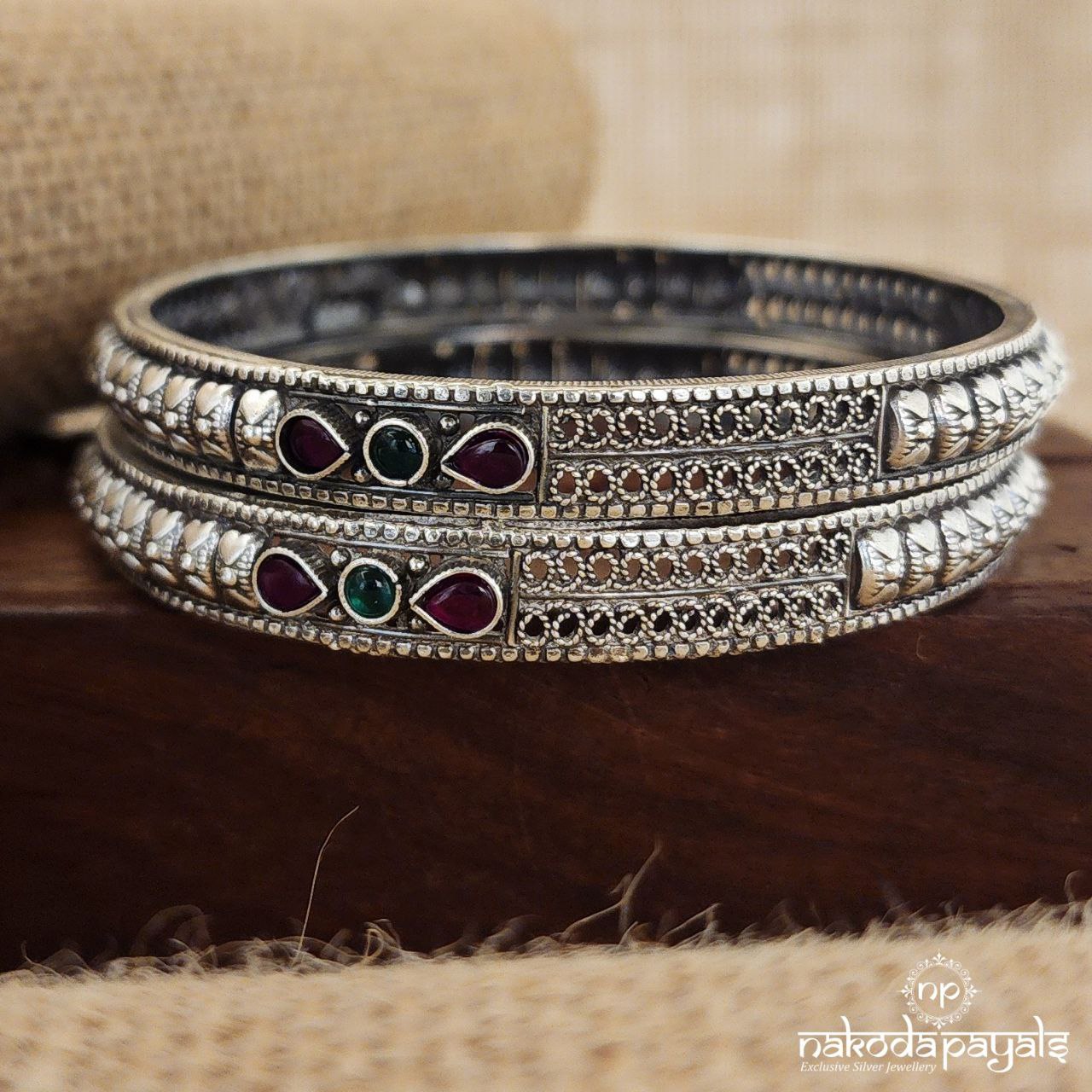 Pink Leaf Bangle Pair (K5029)