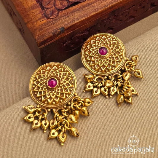 Red Dot Circular Studs (Ge10783)