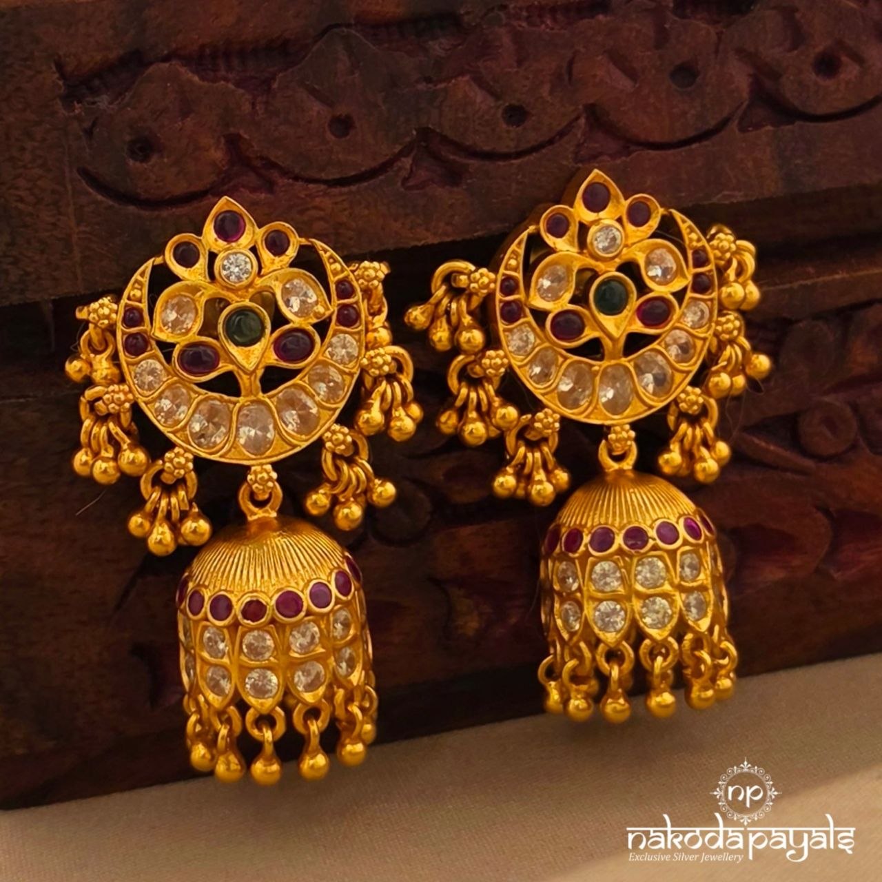 Kundan Floral Ball Drop Jhumka (Ge11344)