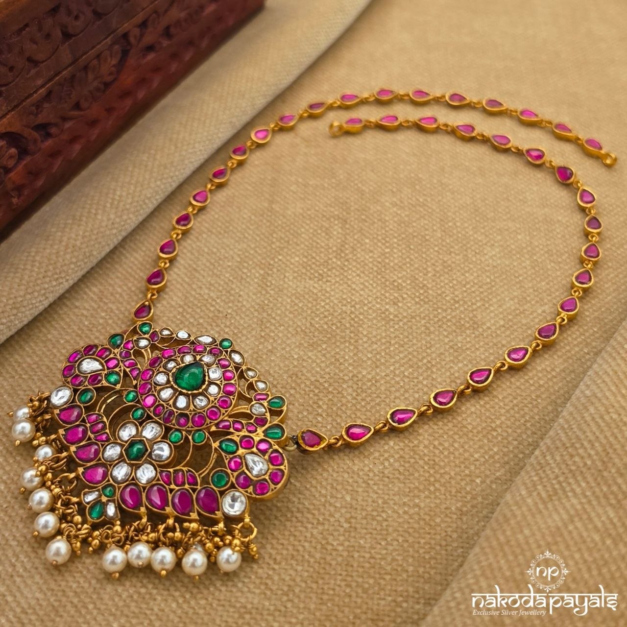Kundan Floral Drops Neckpiece (Gn10599)