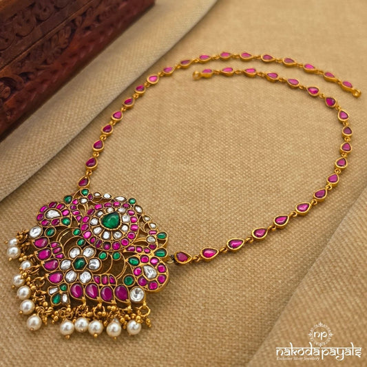 Kundan Floral Drops Neckpiece (Gn10599)
