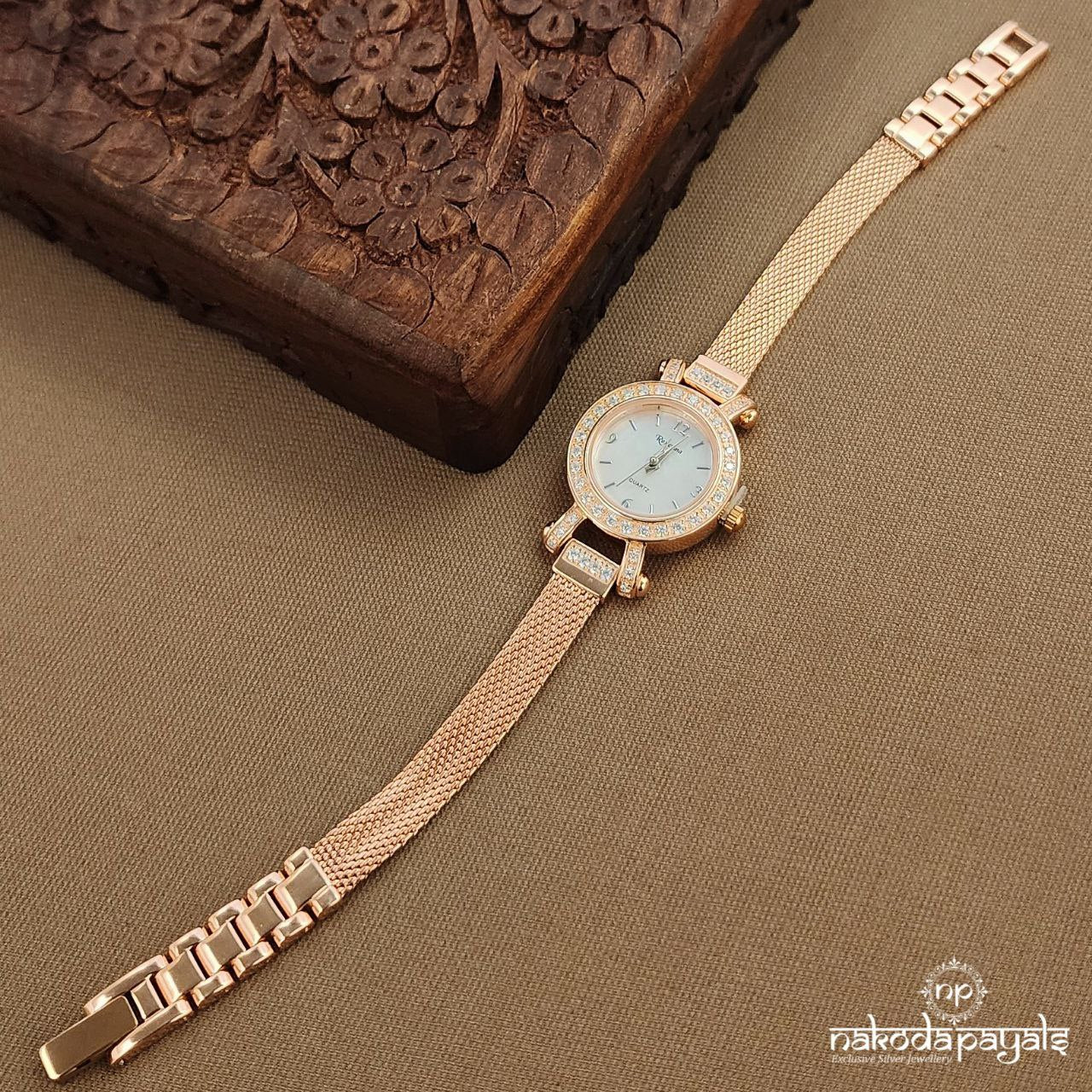 Rose Gold Circular CZ Watch (W0276)