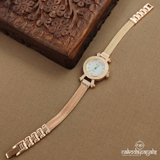 Rose Gold Circular CZ Watch (W0276)