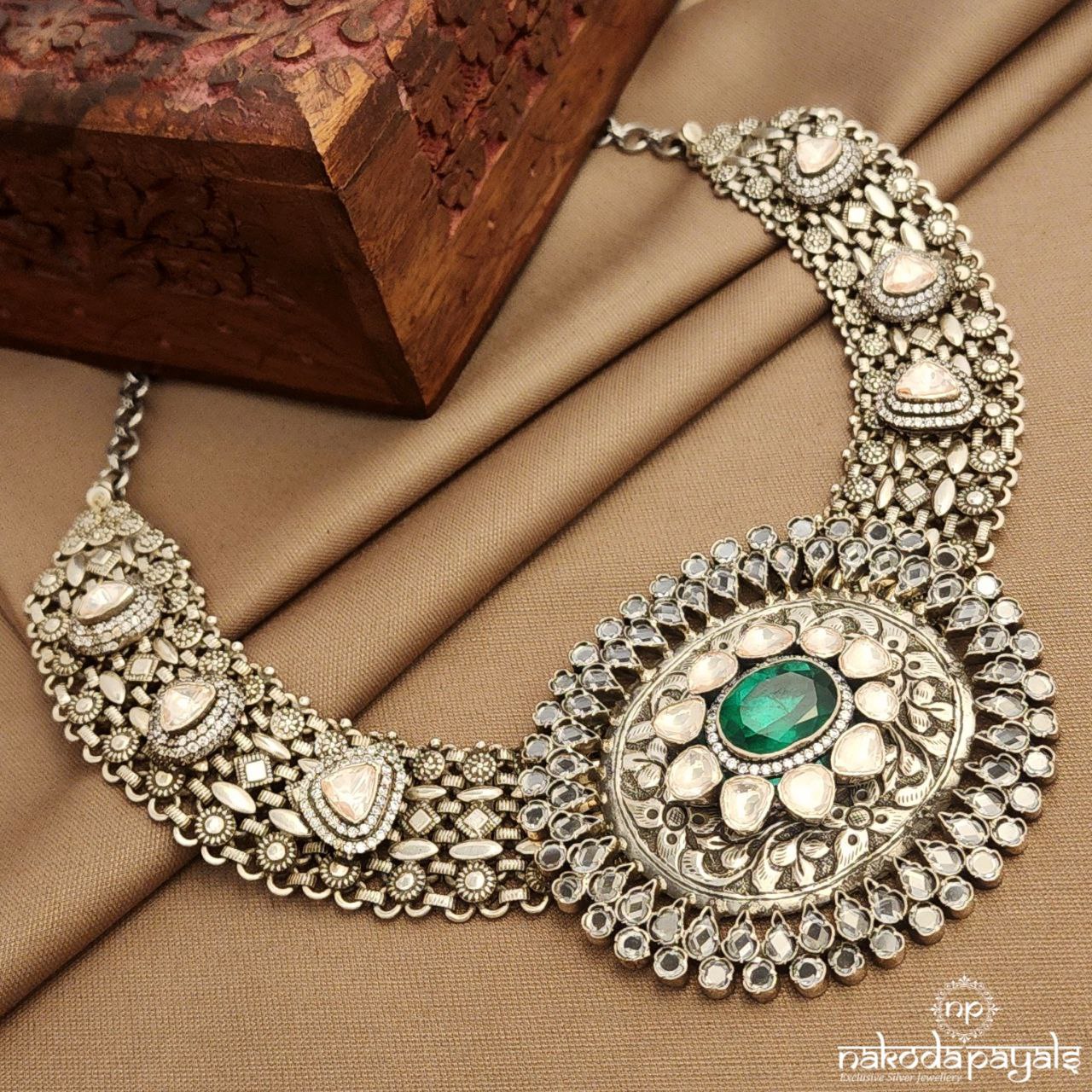 Elegant Moissanite Green Neckpiece  (N11340)